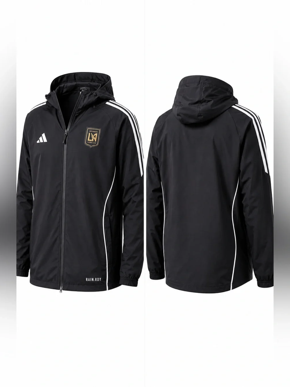 🆕 adidas LAFC RAIN.RDY Hooded Full Zip Jacket Black Men’s Medium NWT